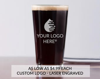Bulk Custom Pint Glasses with Logo by Lifetime Creations: Custom Engraved Beer Glasses, Promotional Pint Glasses for Events Weddings