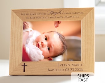 Personalized Baptism Picture Frame by Lifetime Creations: Engraved Baby Baptism Gift for Boys or Girls, Christening Gifts, ENGRAVED IN USA