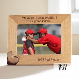 Personalized Baseball Coach Picture Frame by Lifetime Creations: Custom Engraved Baseball Coach Gift for Coaches, Hardwood, ENGRAVED IN USA