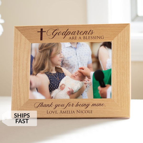 Personalized Godparent Picture Frame by Lifetime Creations: Customized Godparents Proposal Gift, Padrinos de Bautizo Godmother Godfather