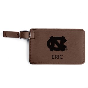 Personalized North Carolina Tar Heels Luggage tag by Lifetime Creations: Officially Licensed UNC Tarheels, UNC Gifts, UNC Graduation Gift Dark Brown