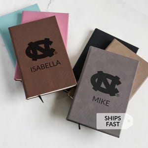 Personalized UNC Tar Heels Journal by Lifetime Creations: Engraved Vegan Leather Notebook, Licensed University of North Carolina Gift immagine 1