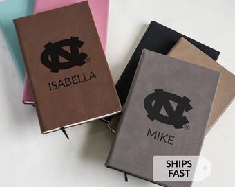 Personalized UNC Tar Heels Journal by Lifetime Creations: Engraved Vegan Leather Notebook, Licensed University of North Carolina Gift