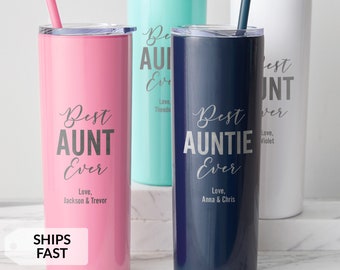 Engraved Personalized Best Aunt Ever Tumbler with Straw by Lifetime Creations: Insulated Water Tumbler, Gift for Aunt from Niece or Nephew