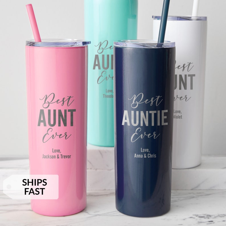 Engraved Personalized Best Aunt Ever Tumbler with Straw by Lifetime Creations