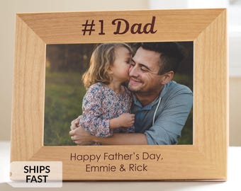 Personalized Fathers Day Picture Frame by Lifetime Creations: #1 Dad Father's Day Gifts for Dad, Dad Birthday Gift ENGRAVED IN USA