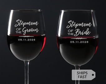 Copa de vino personalizada para la madrastra de la novia o del novio de Lifetime Creations: Regalo de boda para la madrastra o la mamá extra. Hecho en EE. UU.