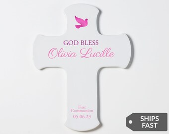 Personalized First Communion Wall Cross by Lifetime Creations: Girl's First Communion Gift, 1st Holy Communion Gift for Girl SHIPS FAST