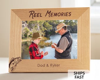 Personalized Fishing Memories Picture Frame by Lifetime Creations: Fathers Day Gifts for Dad, Grandpa, Dad Birthday Gift, ENGRAVED IN USA