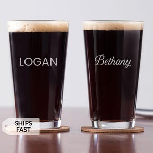 Personalized Pint Glass – Custom Engraved Beer Glass with Name – Groomsmen Gift – Birthday Gift for Him by Lifetime Creations - MADE IN USA