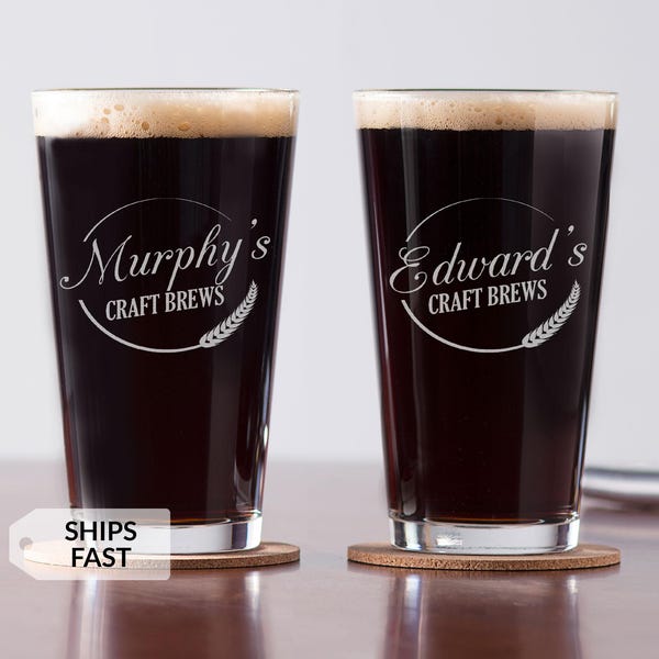 Personalized Craft Beer Pint Glass: Engraved Craft Brew Glass, Personalized Home Brew Glass, Custom Beer Glass, Home Brewer Gift