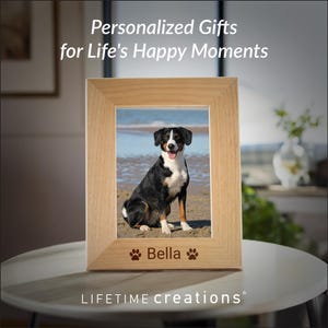 Pet Picture Frame with Paw Prints - Dog or Cat Name Engraved Hardwood Bild 10