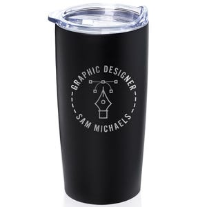 Engraved Personalized Graphic Designer Tumbler by Lifetime Creations: Gift for Illustrator, Visual Designer, Creative Director Travel Mug Matte Black