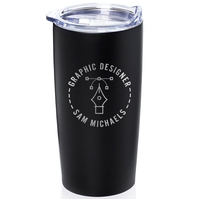 Engraved Personalized Graphic Designer Tumbler by Lifetime Creations: Gift for Illustrator, Visual Designer, Creative Director Travel Mug Matte Black