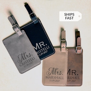 Personalized Mr and Mrs Luggage Tags by Lifetime Creations: Wedding Luggage Tags, Honeymoon Gifts, Wedding Anniversary Gifts ENGRAVED IN USA image 1