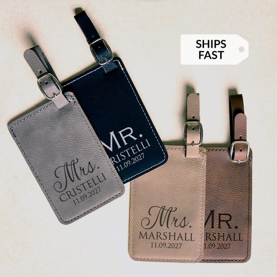 Personalized Mr and Mrs Luggage Tags by Lifetime Creations: Wedding Luggage Tags, Honeymoon Gifts, Wedding Anniversary Gifts ENGRAVED IN USA