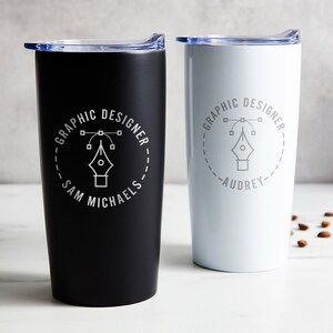 Engraved Personalized Graphic Designer Tumbler by Lifetime Creations: Gift for Illustrator, Visual Designer, Creative Director Travel Mug imagem 2