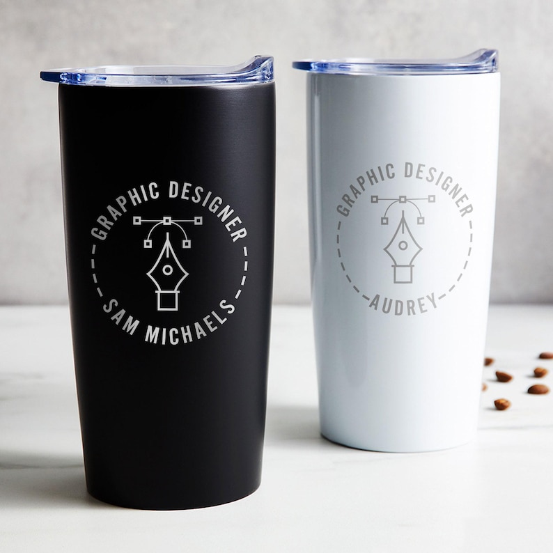 Engraved Personalized Graphic Designer Tumbler by Lifetime Creations: Gift for Illustrator, Visual Designer, Creative Director Travel Mug imagem 2