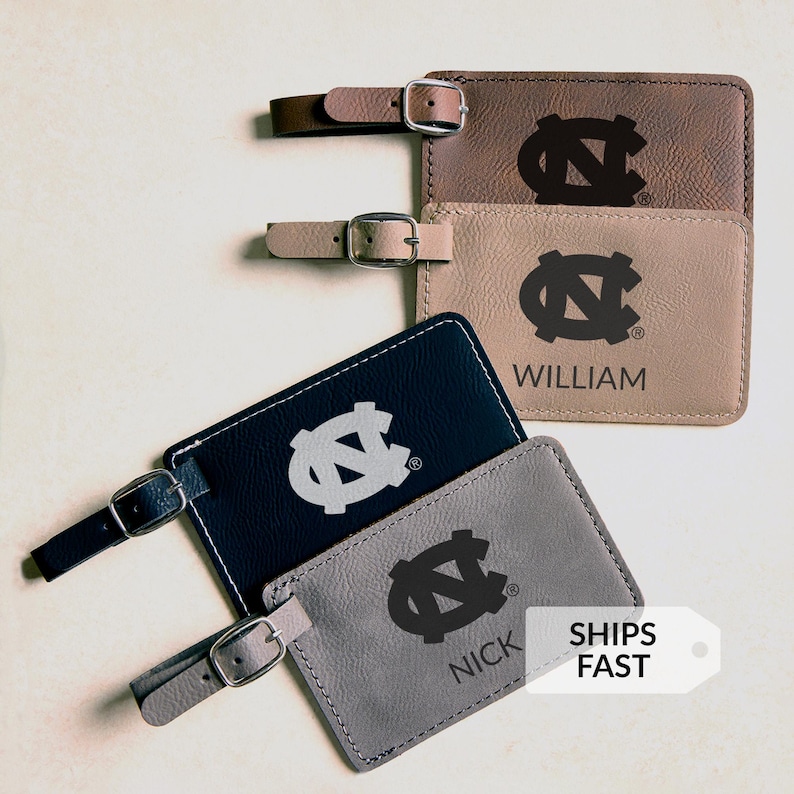 Personalized North Carolina Tar Heels Luggage tag by Lifetime Creations: Officially Licensed UNC Tarheels, UNC Gifts, UNC Graduation Gift image 1