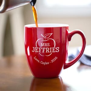 Engraved Personalized Teacher Coffee Mug by Lifetime Creations: 16 oz, Personalized Thank You Teacher Chrismas Gifts, Teacher Gifts image 4