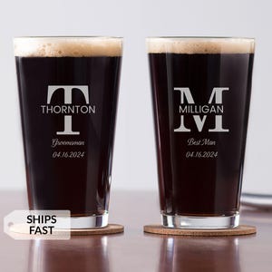 Custom Groomsman Pint Glass – Personalized Groomsmen Proposal Gift – Engraved Wedding Party Favor – Lifetime Creations – MADE IN USA