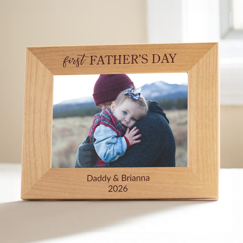 Personalized First Father's Day Picture Frame by Lifetime Creations: New Dad Gift, 1st Fathers Day Gifts, 2026 Father's Day ENGRAVED in USA image 3