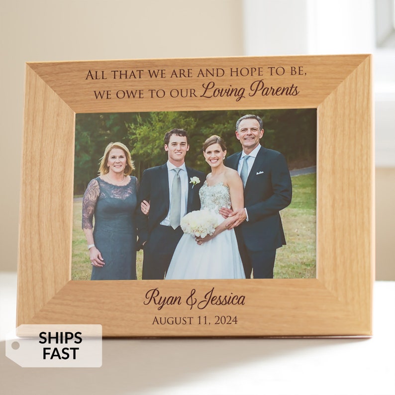 Personalized Wedding Picture Frame for Parents of Bride & Groom by Lifetime Creations: Wedding Gift for Parents Thank You SHIPS FAST image 1
