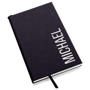 Personalized Notebook Journal by Lifetime Creations: Custom Hardcover Vegan Leather Writing Journal, Blank Notebook Journal for Men Gift Black