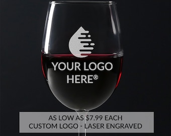 Bulk Custom Wine Glasses with Logo by Lifetime Creations: Engraved 19 oz Stemmed Wine Glasses for Wedding, Company, Corporate Events