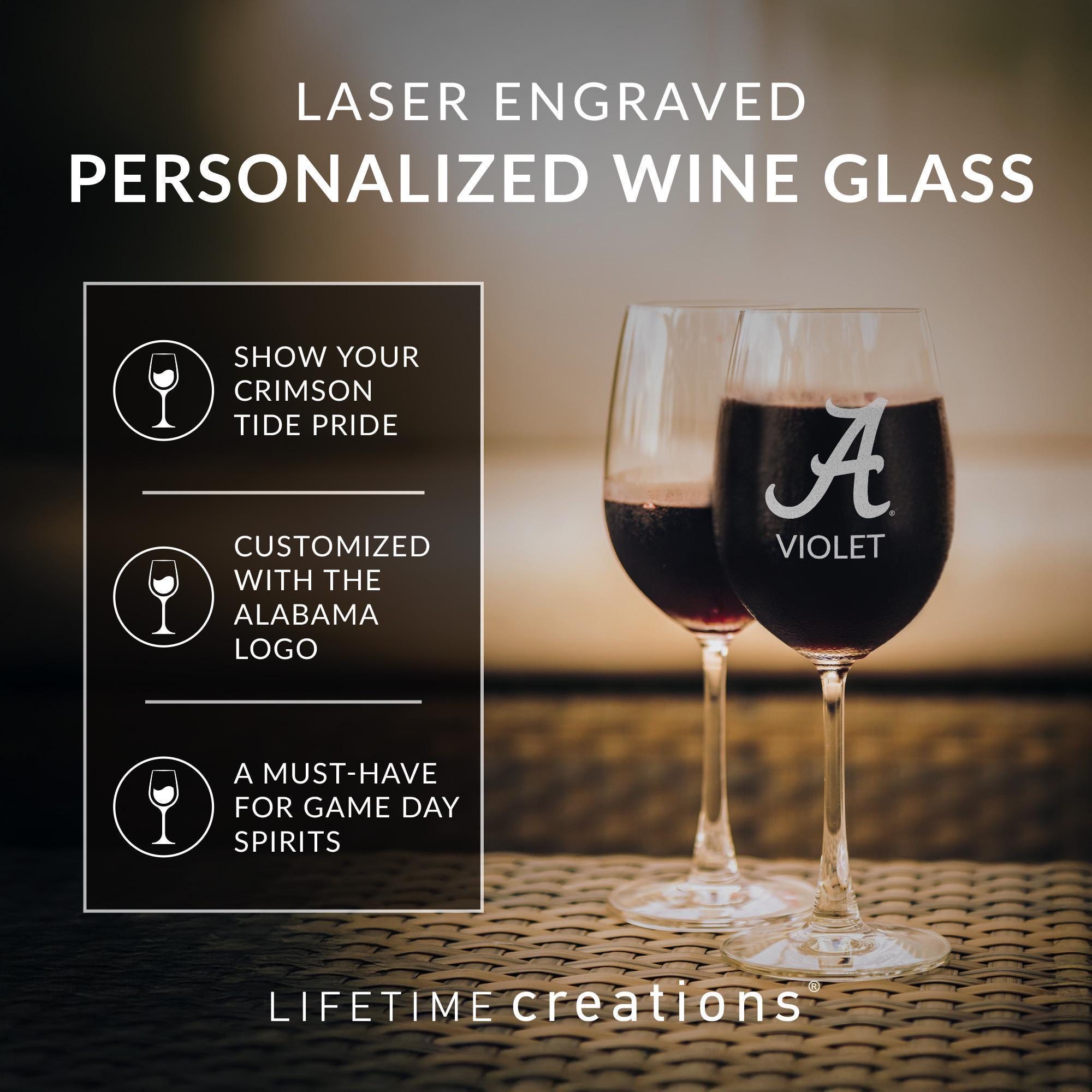 Personalized Alabama Crimson Tide Wine Glass by Lifetime Creations:  Licensed University of Alabama Gifts Graduate, Alabama Merch MADE IN USA -  Etsy