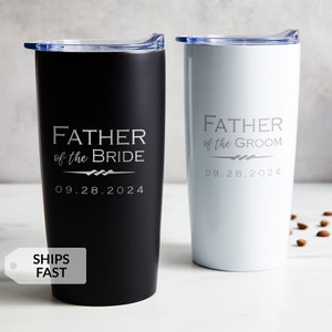 Engraved Personalized Father of the Groom or Father of Bride Tumbler by Lifetime Creations: Coffee Travel Mug Parents Wedding SHIPS FAST