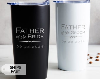 Engraved Personalized Father of the Groom or Father of Bride Tumbler by Lifetime Creations: Coffee Travel Mug Parents Wedding SHIPS FAST