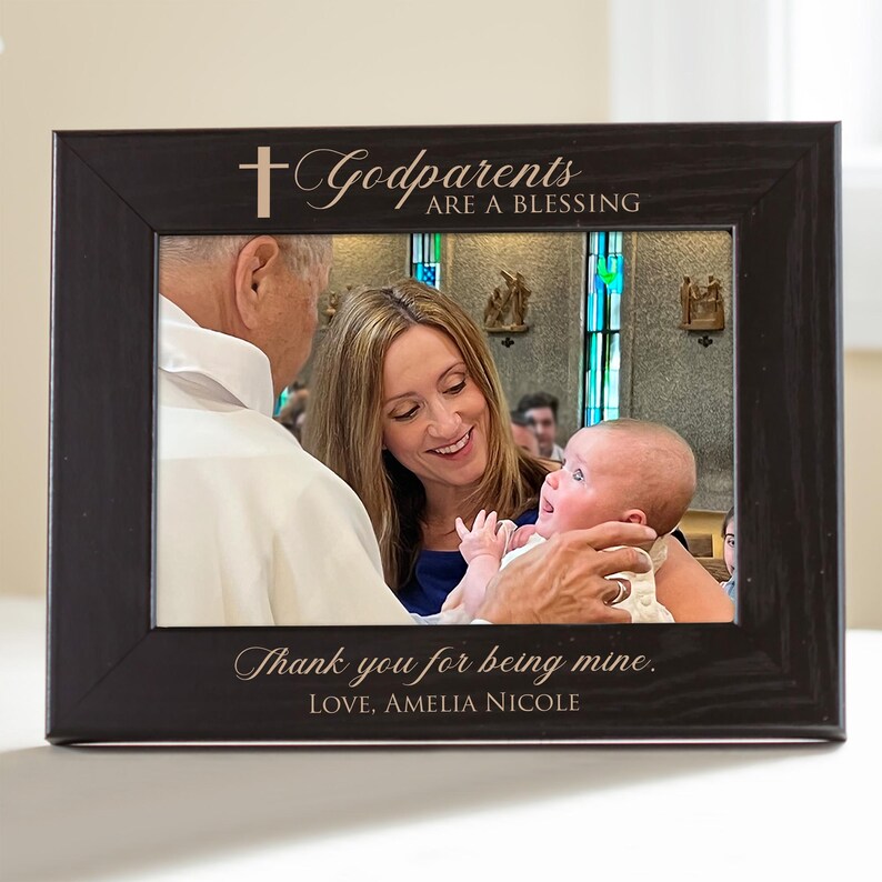 Personalized Godparent Picture Frame (Black): Personalized Godmother Gift, Personalized Godfather Gift, Gifts for Godparents, MADE IN USA image 5