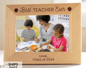 Personalized Best Teacher Ever Picture Frame by Lifetime Creations: Teacher Appreciation Gift, Thank You Gift Idea from Student, Classroom