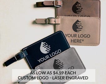 Bulk Custom Luggage Tags with Logo by Lifetime Creations: Vegan Leather, Personalized Company Luggage Tags, Promotional Bag Tags Customized