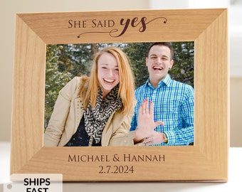 Engraved Personalized Engagement Picture Frame by Lifetime Creations: Personalized Engagement Gift, She Said Yes Engagement Frame SHIPS FAST