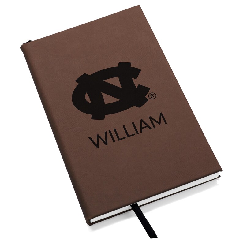 Personalized UNC Tar Heels Journal by Lifetime Creations: Engraved Vegan Leather Notebook, Licensed University of North Carolina Gift Dark Brown