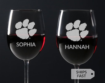 Personalized Clemson Tigers Wine Glass Tumbler by Lifetime Creations: Officially Licensed Clemson Gifts, Clemson Tigers Glasses, MADE IN USA