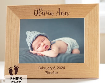 Engraved Personalized New Baby Picture Frame by Lifetime Creations: Baby Gift for New Parents, Personalized Baby Shower Gift Idea SHIPS FAST