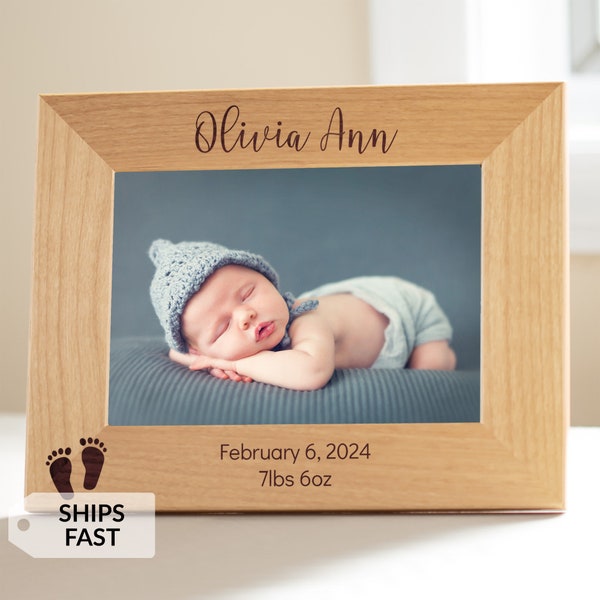 Engraved Personalized New Baby Picture Frame by Lifetime Creations: Baby Gift for New Parents, Personalized Baby Shower Gift Idea SHIPS FAST