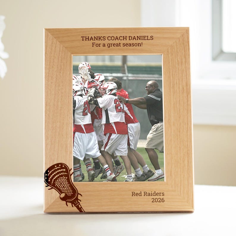 Personalized Lacrosse Coach Picture Frame by Lifetime Creations: Lacrosse Coach Gifts, High School Lacrosse Thank You Gift, ENGRAVED IN USA Portrait (vertical)