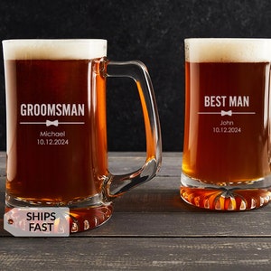 Engraved Personalized Groomsman Beer Mug by Lifetime Creations: Large 25 oz Beer Mug, Custom Groomsmen Proposal Gifts, Wedding BULK DISCOUNT