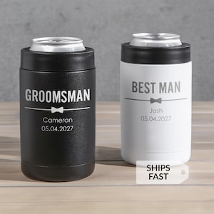Engraved Personalized Groomsman Can Cooler by Lifetime Creations: Groomsmen Gifts, Stainless Steel Beer Bottle Holder, BULK DISCOUNT
