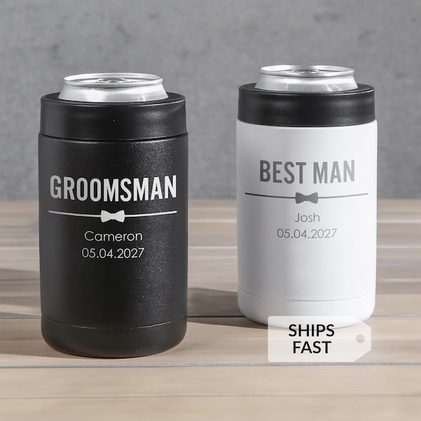 Engraved Personalized Groomsman Can Cooler by Lifetime Creations: Groomsmen Gifts, Stainless Steel Beer Bottle Holder, BULK DISCOUNT