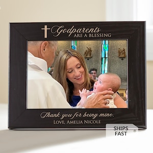 Personalized Godparent Picture Frame (Black): Personalized Godmother Gift, Personalized Godfather Gift, Gifts for Godparents, MADE IN USA image 1