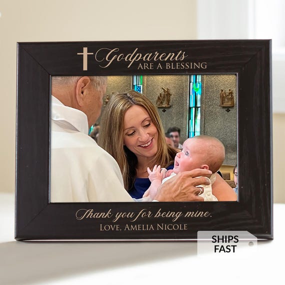 Personalized Godparent Picture Frame (Black): Personalized Godmother Gift, Personalized Godfather Gift, Gifts for Godparents, MADE IN USA