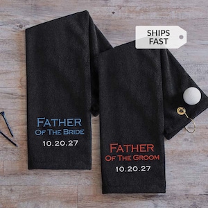Personalized Father of the Bride or Father of Groom Golf Towel by Lifetime Creations: Embroidered Father of Bride Groom Wedding SHIPS FAST
