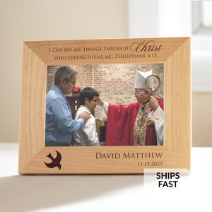 Cadre photo de confirmation personnalisé par Lifetime Creations : cadeaux de confirmation catholique pour adolescents, garçons ou filles, souvenir gravé aux États-Unis