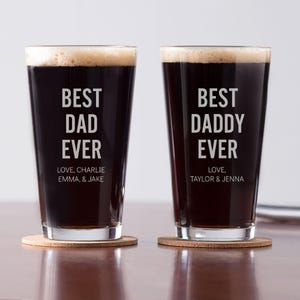 Personalized Best Dad Ever Pint Glass by Lifetime Creations: Father's Day Gifts, Beer Glass Gifts for Dad Birthday, MADE IN USA image 4