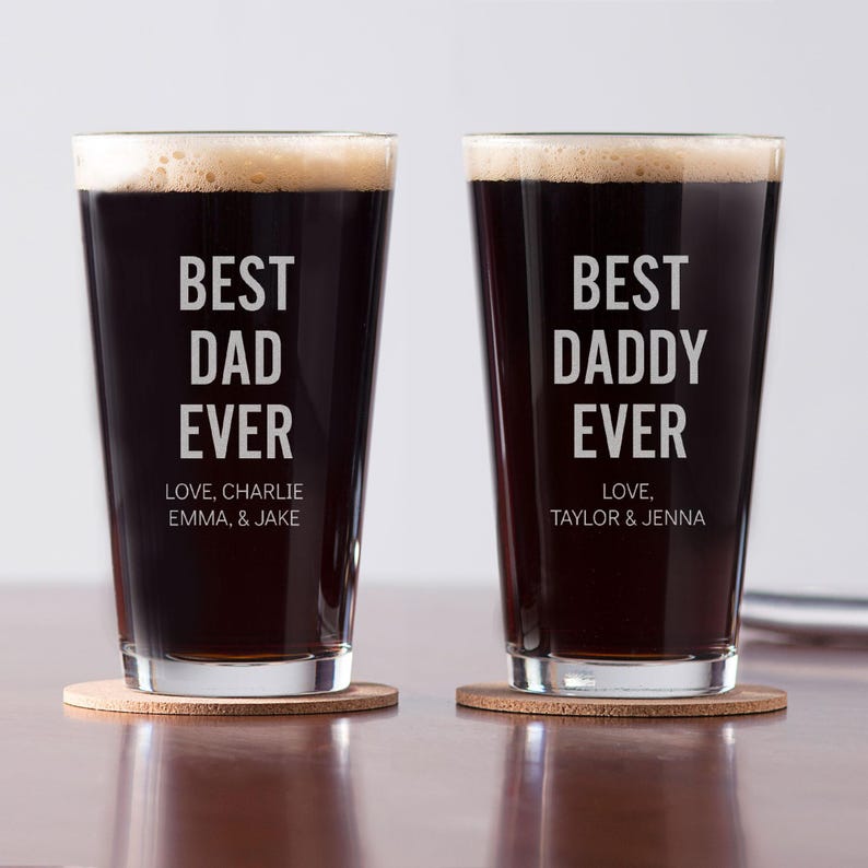 Personalized Best Dad Ever Pint Glass by Lifetime Creations: Father's Day Gifts, Beer Glass Gifts for Dad Birthday, MADE IN USA image 4